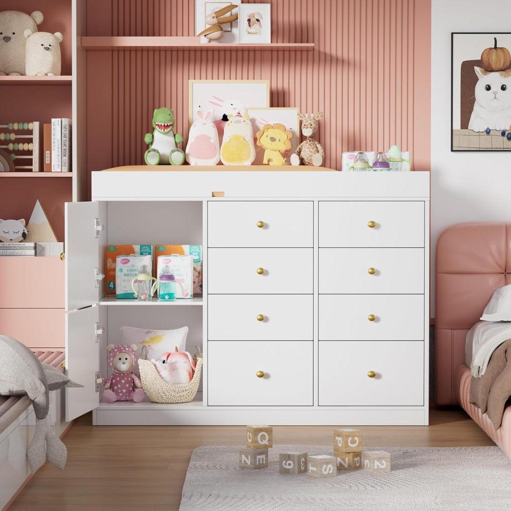 Baby Nursery Dresser - Классический детский комод с 8 ящиками