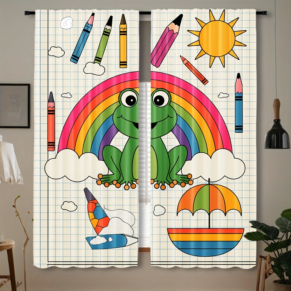 Baby Nursery Themes Boy - Милые радужные лягушки: декор для окон,