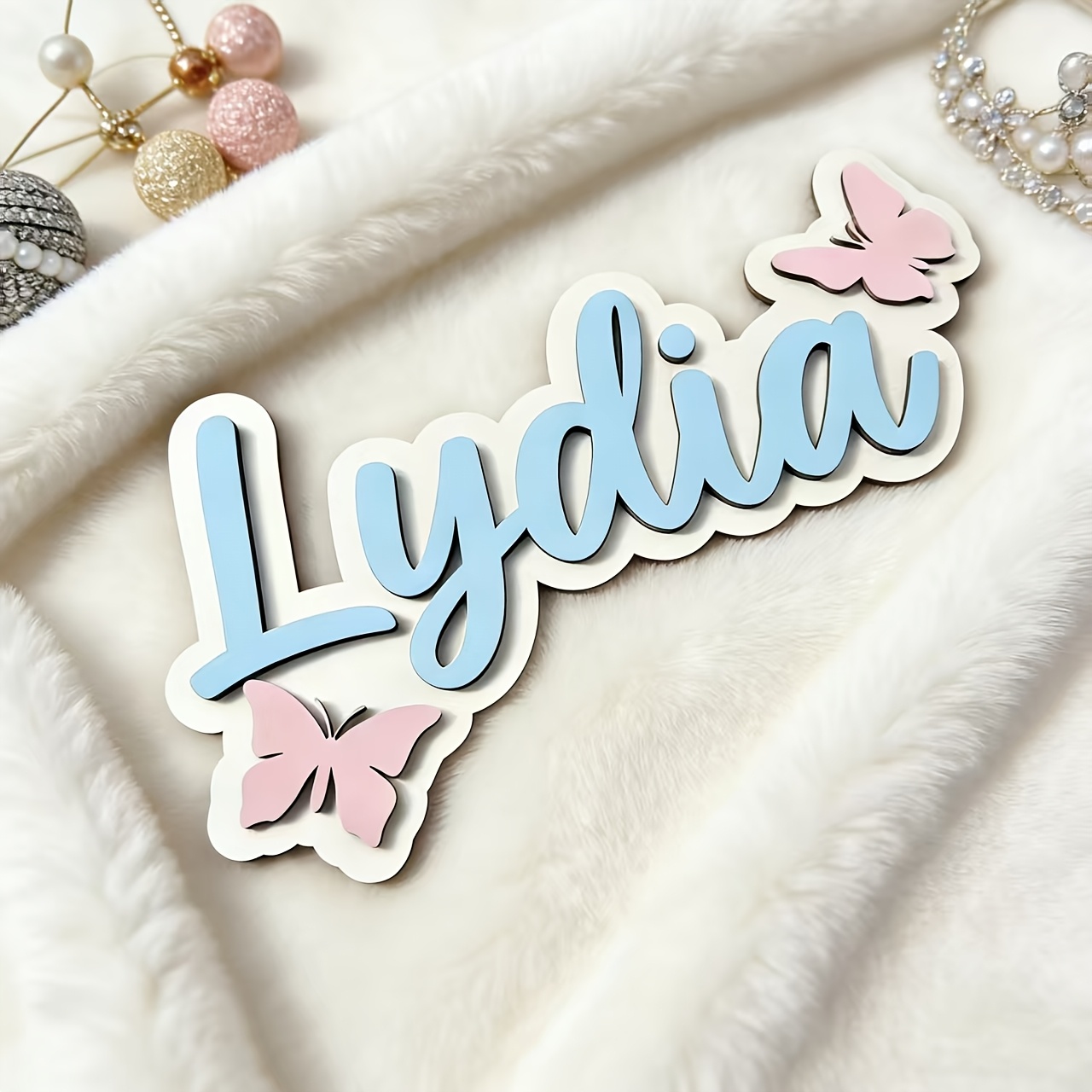 Baby Nursery Name - Персонализированная табличка с именем и сине-розовыми