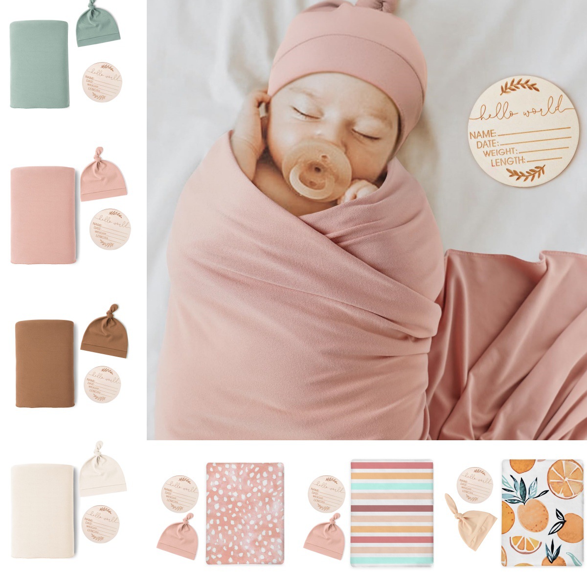 Baby Nursery Sets - Набор для новорожденных: пеленка-одеяло, повязка на
