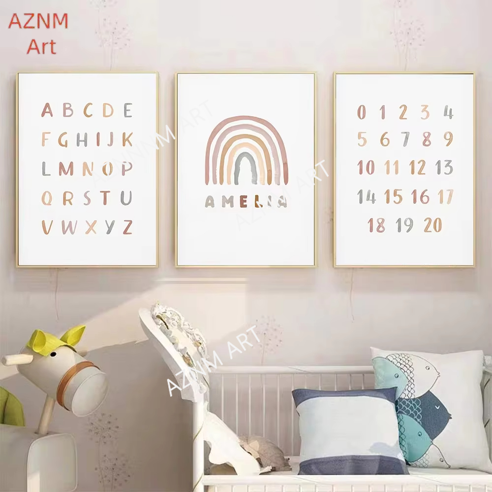 Baby Nursery Name Wall Art - 1/3 шт., плакат на заказ ABC