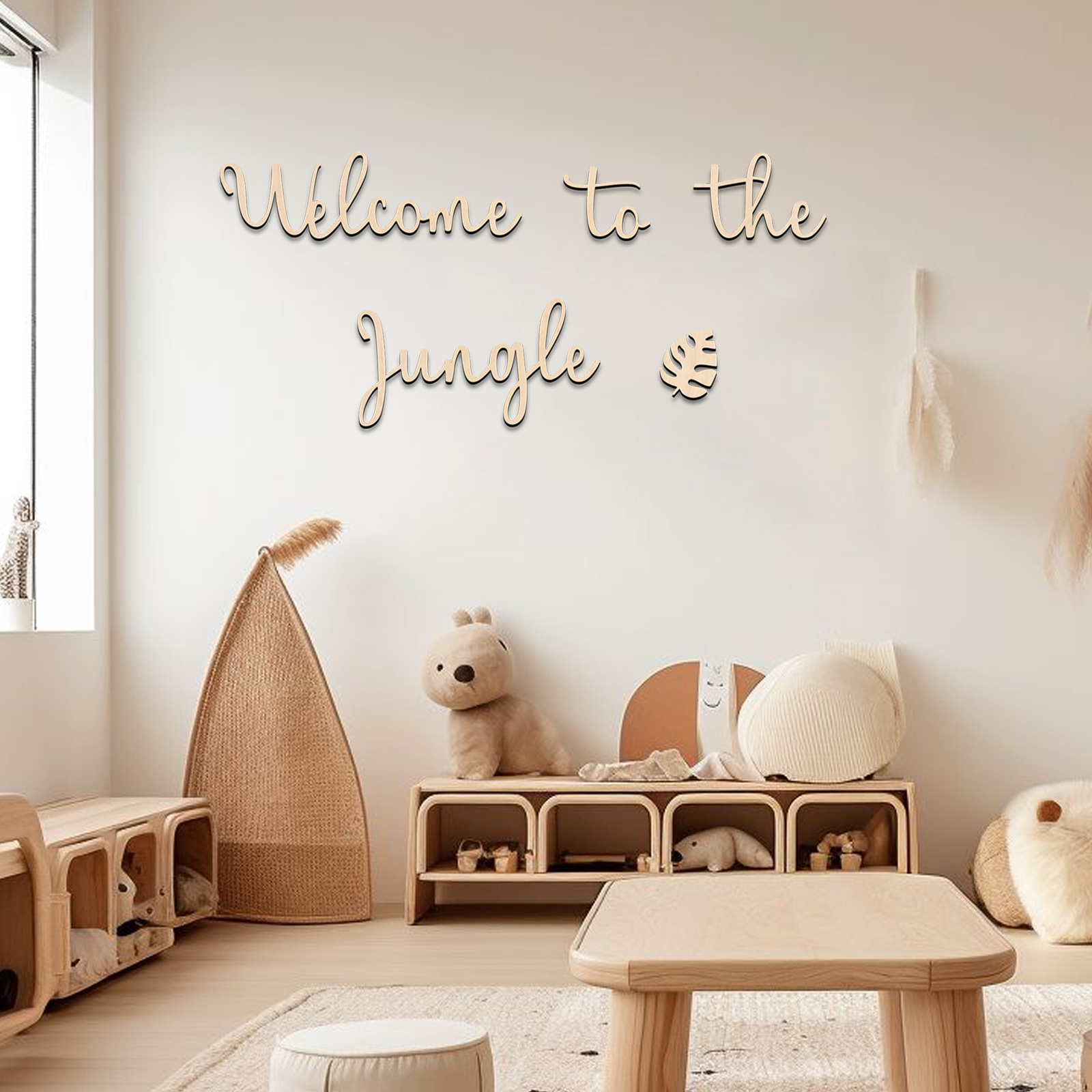 Baby Nursery Things - Добро пожаловать в джунгли Деревянная вывеска