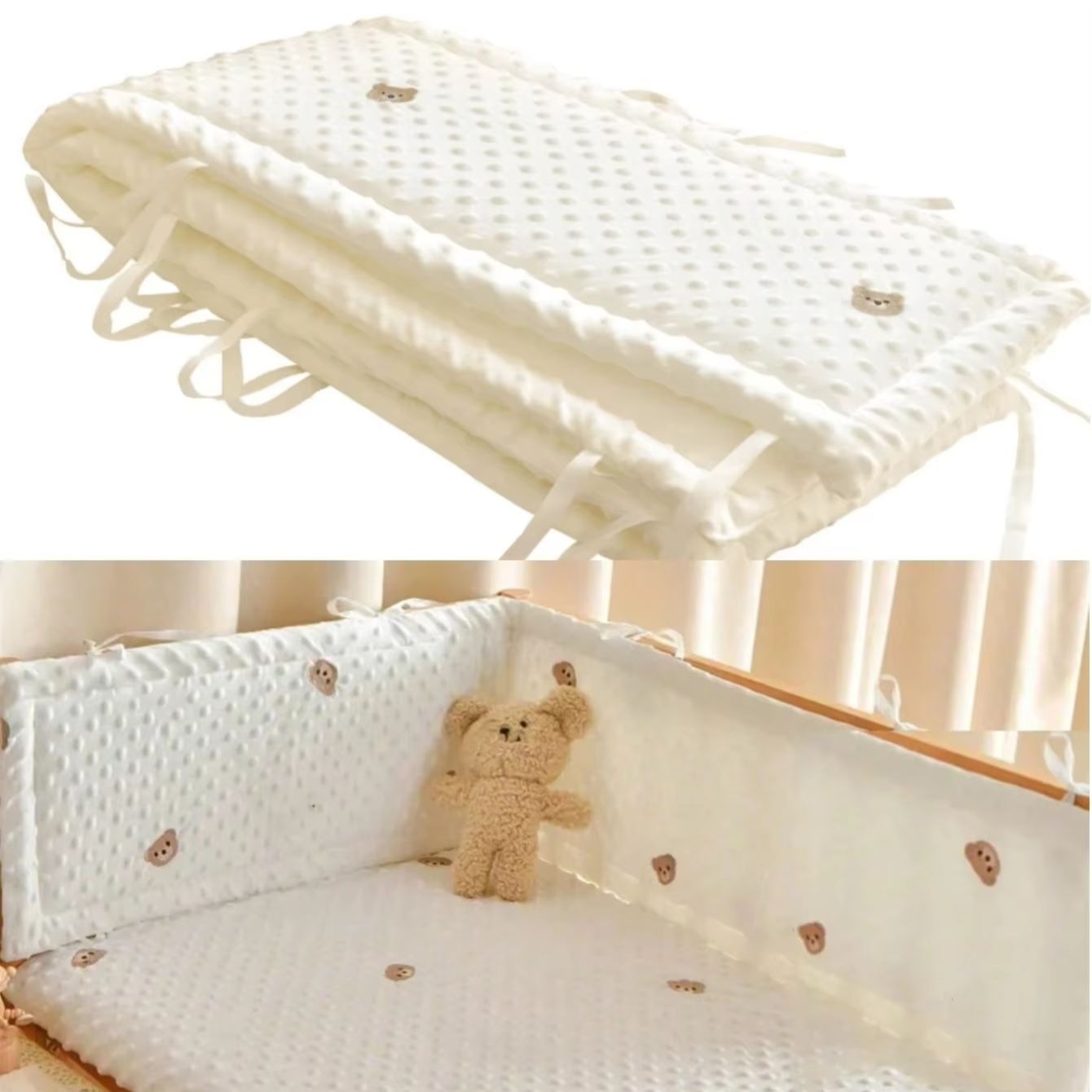 Baby Nursery Glider - Однотонный хлопковый бампер-ограждение для детской кроватки,