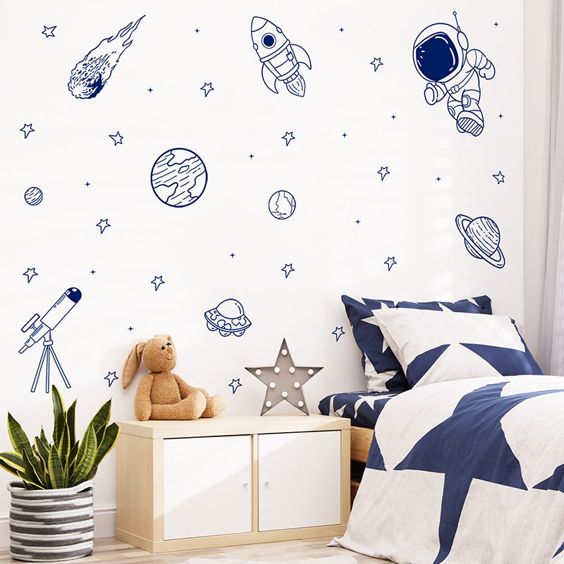 Baby Nursery Things - Мультфильм Вселенная Астронавт Планета Ракета Наклейка