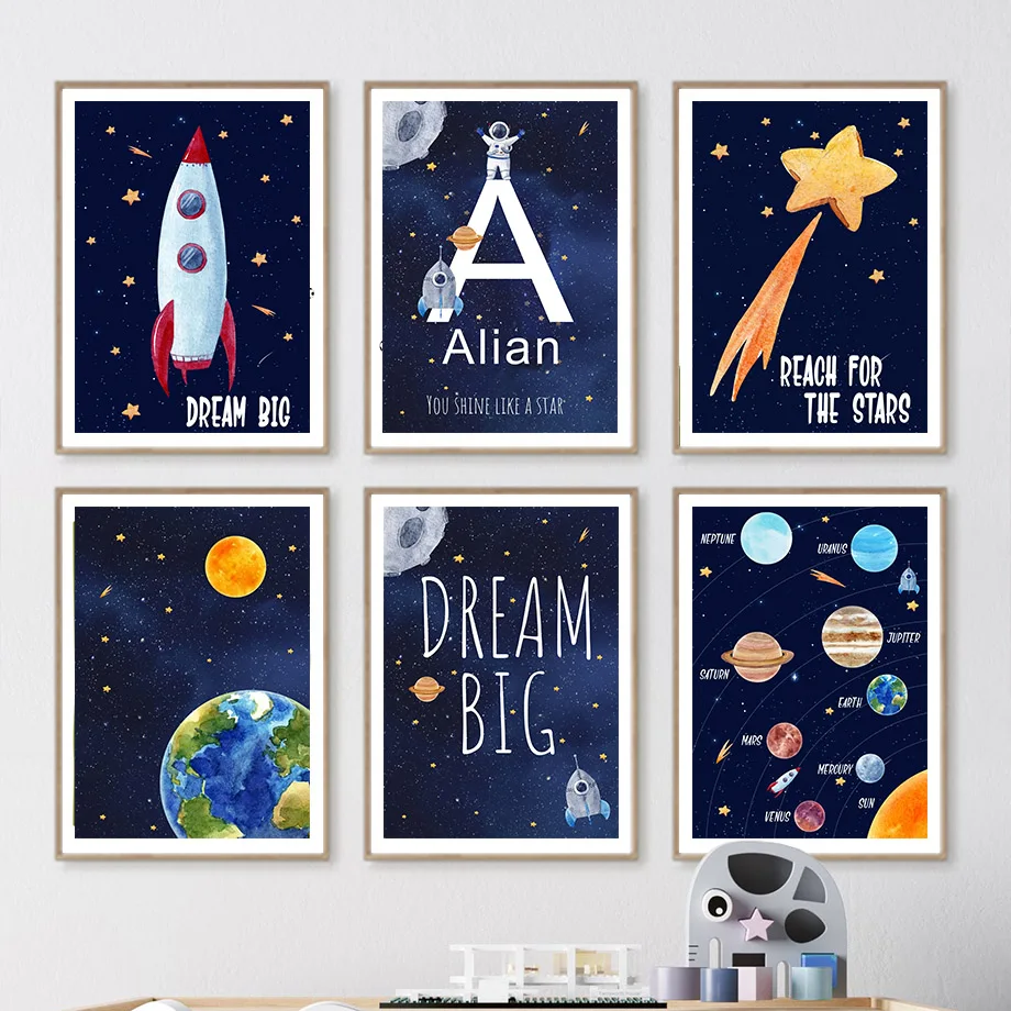 Baby Nursery Name Wall Art - Картина на холсте с индивидуальным именем,