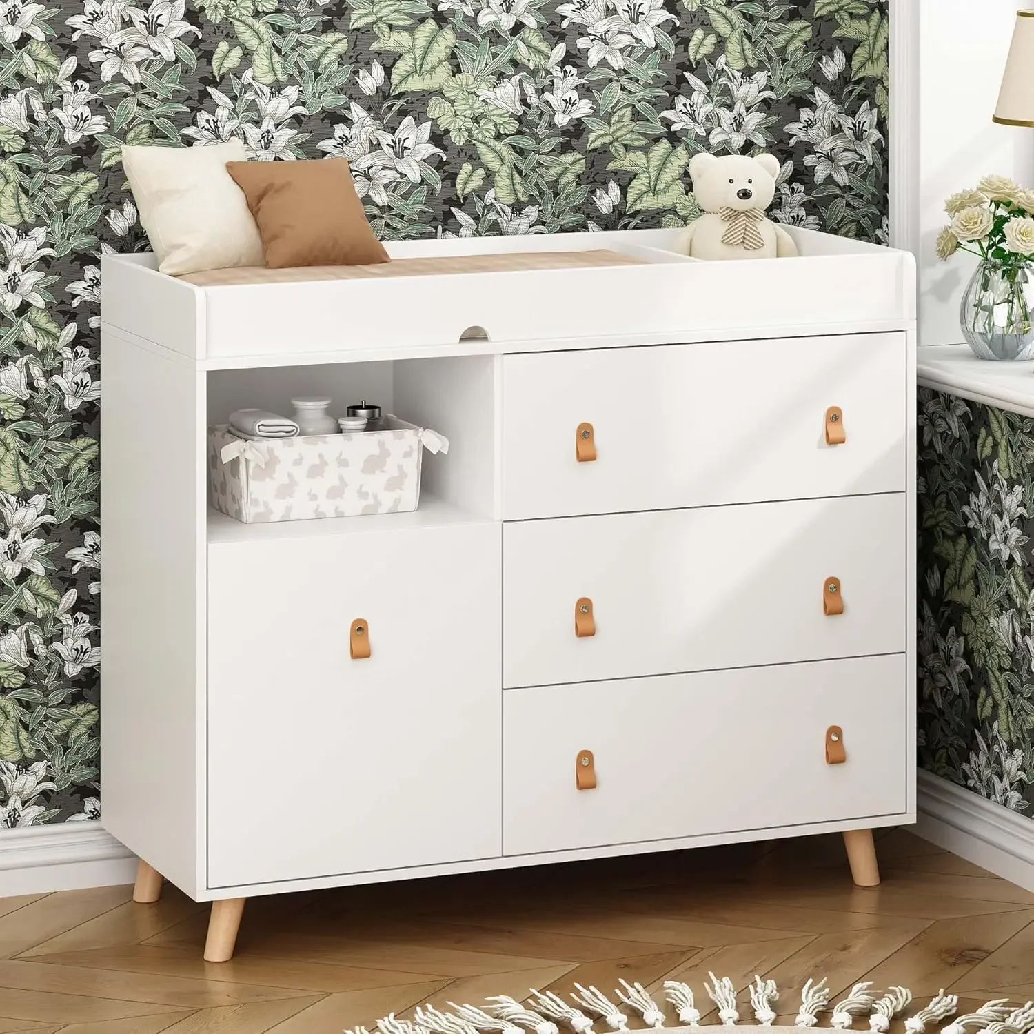 Baby Nursery Dresser - Детский комод-пеленальный столик с ящиками, полкой