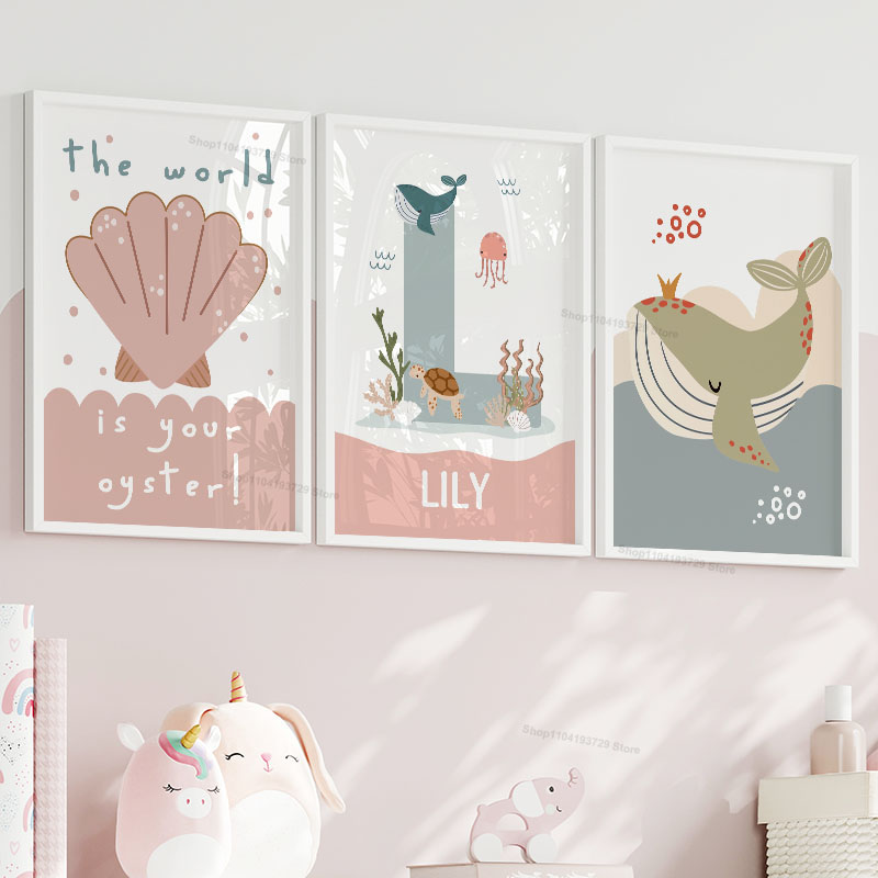 Мультяшные киты, осьминоги, ме – обзор и цена Baby Nursery Name Wall Art