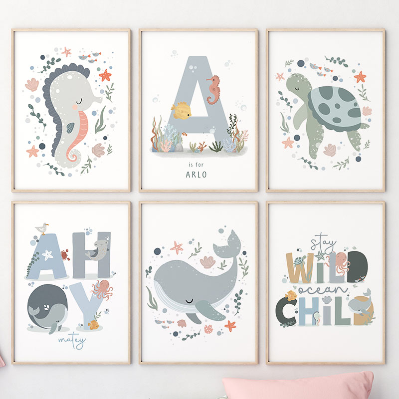 1 шт. безрамный постер с изобр – обзор и цена Baby Nursery Name Wall Art