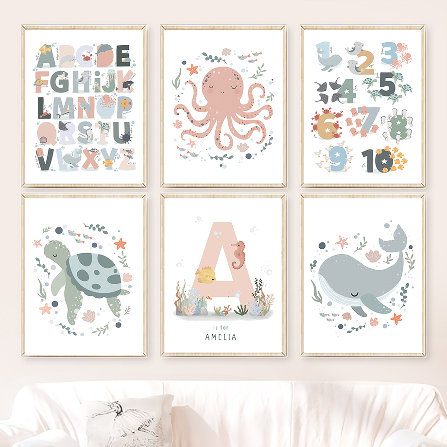 1 шт. безрамный постер с изобр – обзор и цена Baby Nursery Name Wall Art