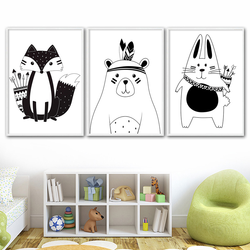 Черный, белый мультяшный медве – обзор и цена Baby Nursery Name Wall Art