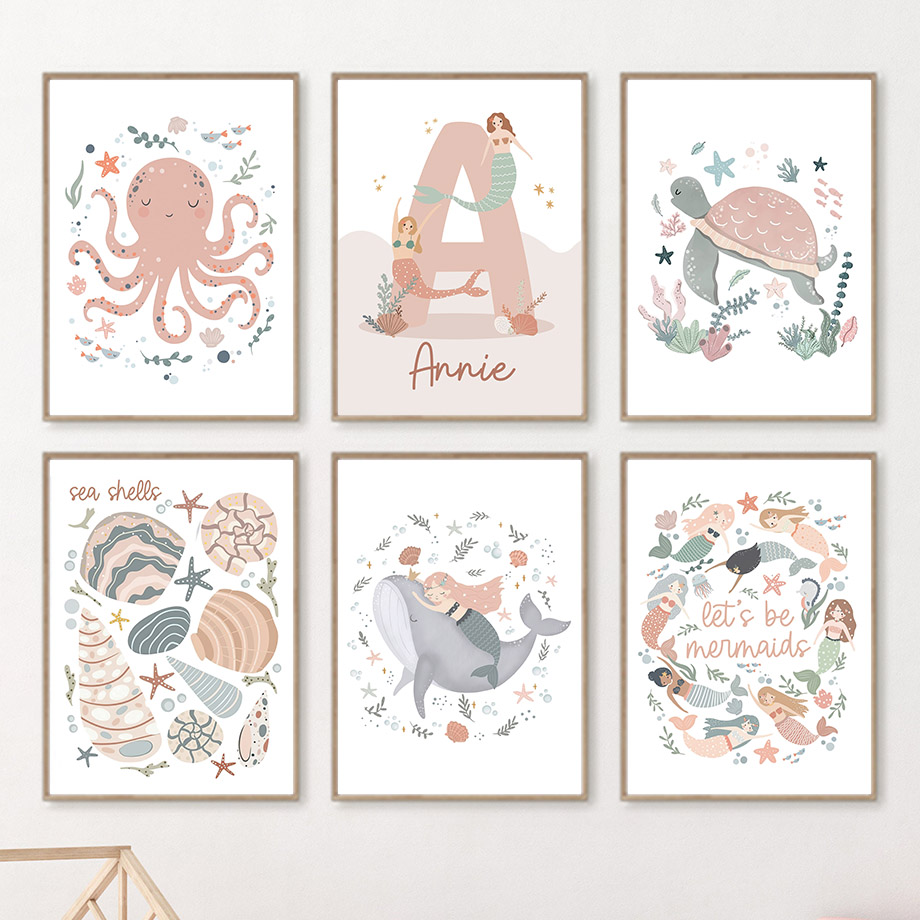 Мультяшные морские животные: к – обзор и цена Baby Nursery Name Wall Art