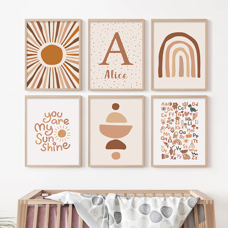 Абстрактное солнце Радуга инди – обзор и цена Baby Nursery Name Wall Art