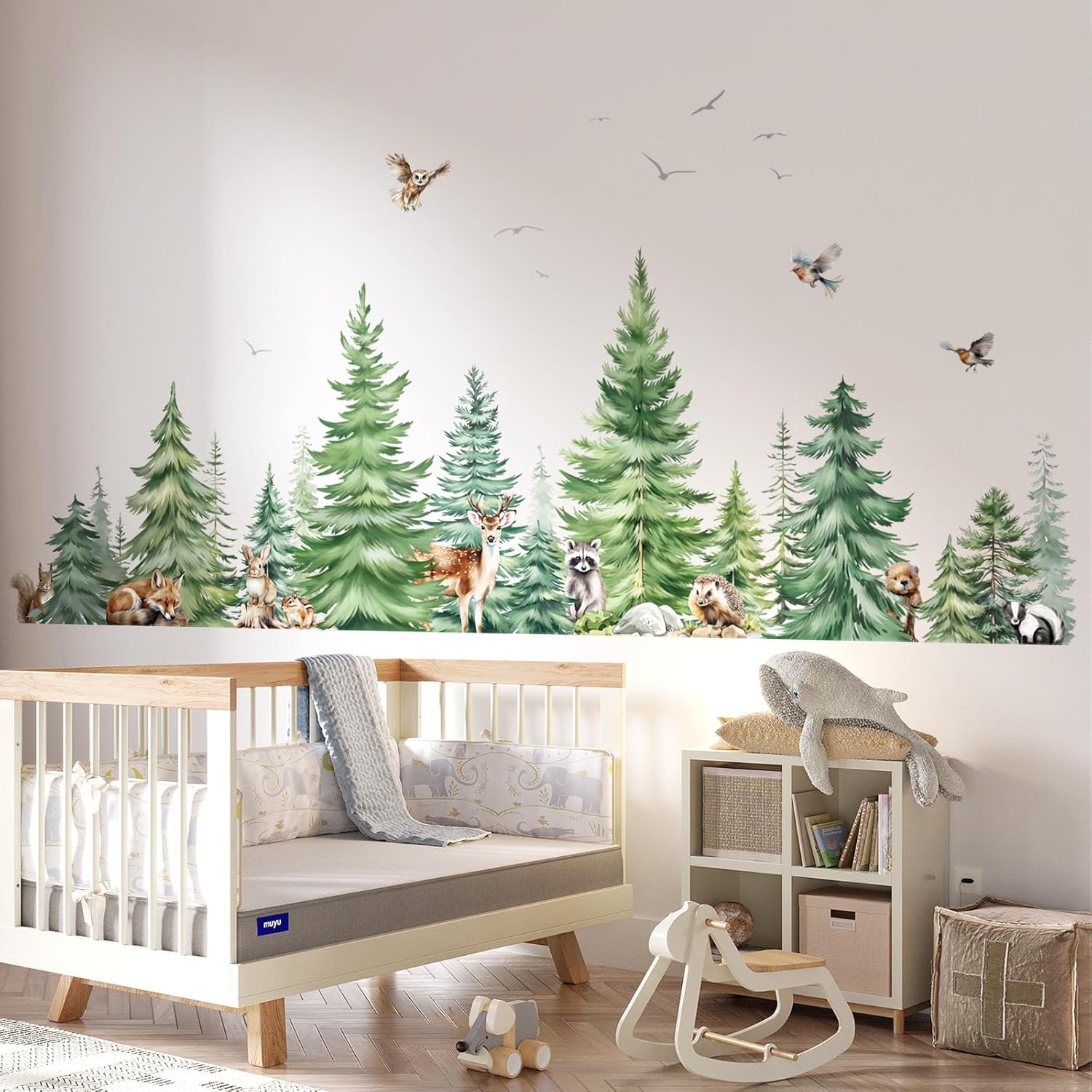 Большие акварельные сосны, жив – обзор и цена Baby Nursery Panelling