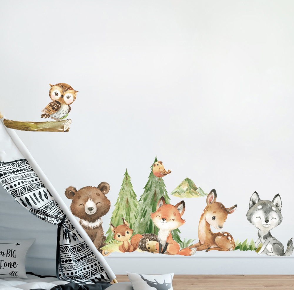 Мультяшная акварель, лес, живо – обзор и цена Baby Nursery Panelling
