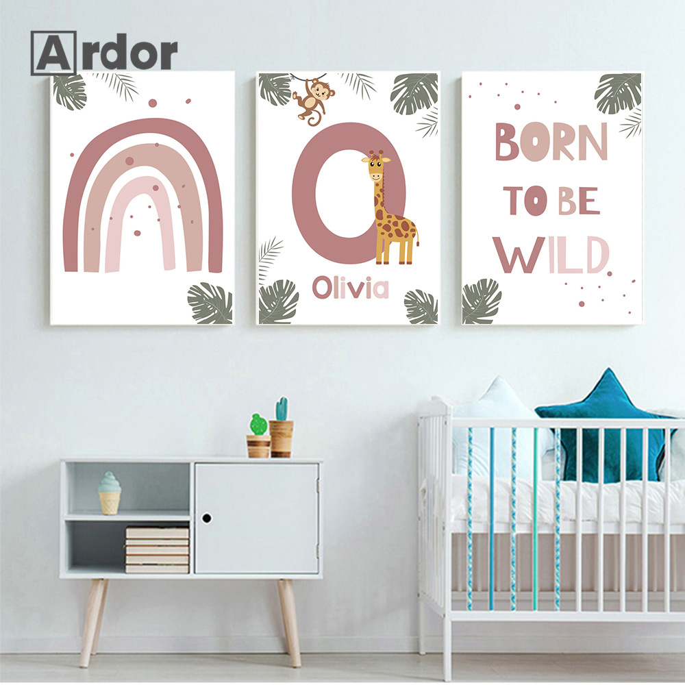 Плакаты с животными в скандина – обзор и цена Baby Nursery Name Wall Art