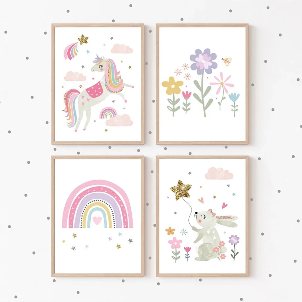 Розовый единорог, кролик, раду – обзор и цена Baby Nursery Name Wall Art